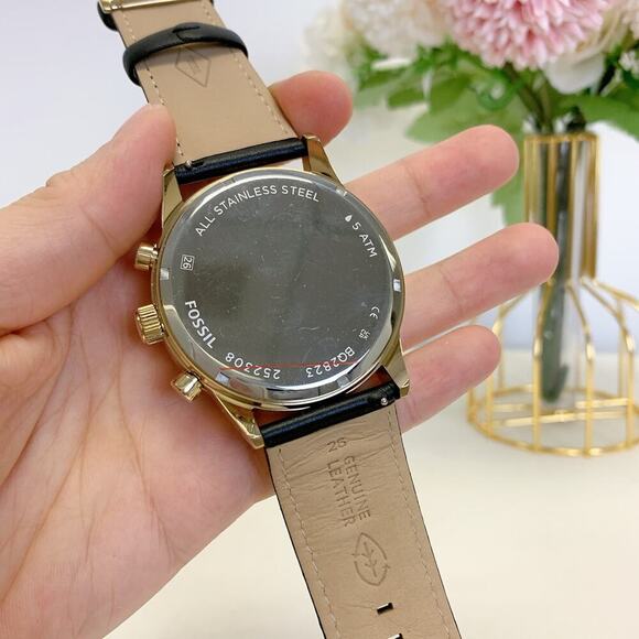 Fossil BQ2823 Flynn Chronograph Black Leather Watch - Picture 7 of 8